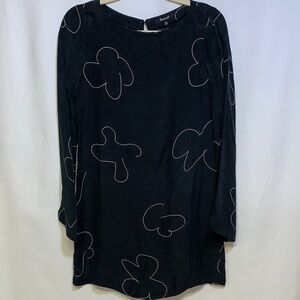 Madewell Black Dress with White Abstract Design